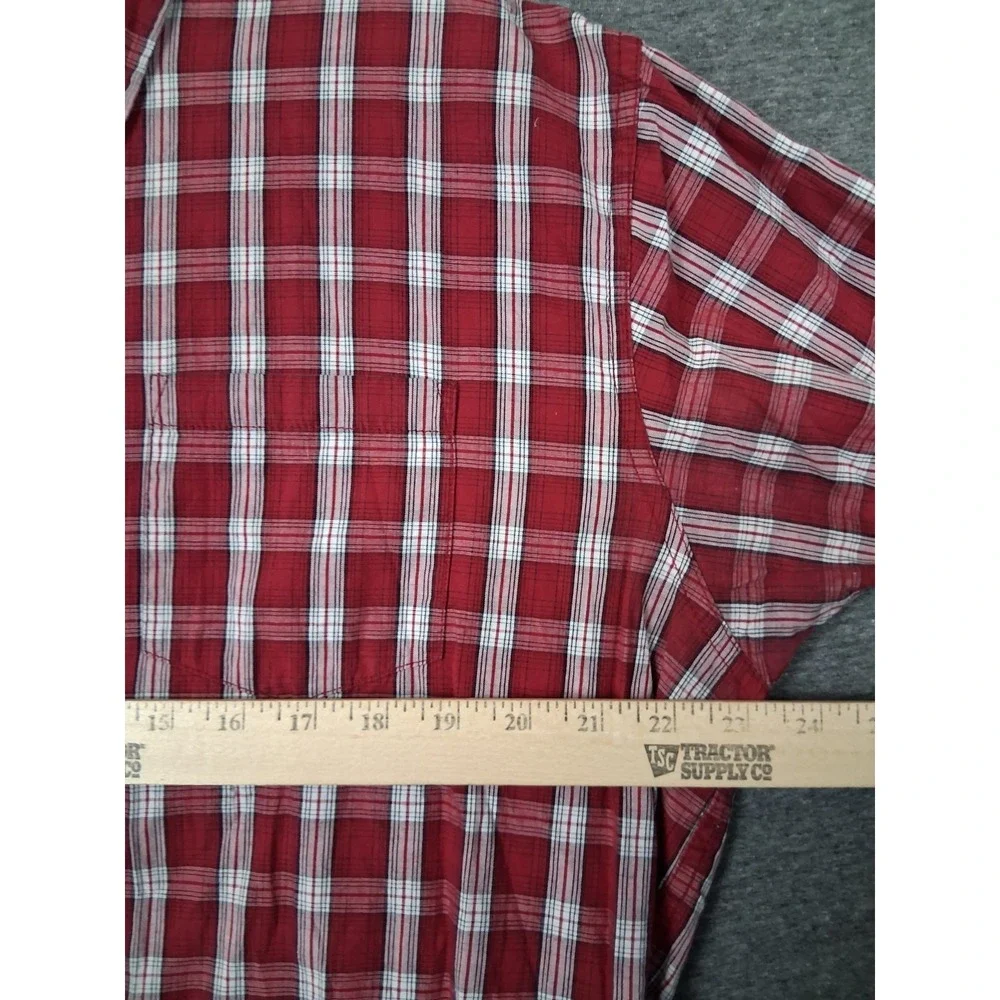 Wrangler Mens Shirt Large Red Plaid Flannel Button Down Western Rodeo Casual